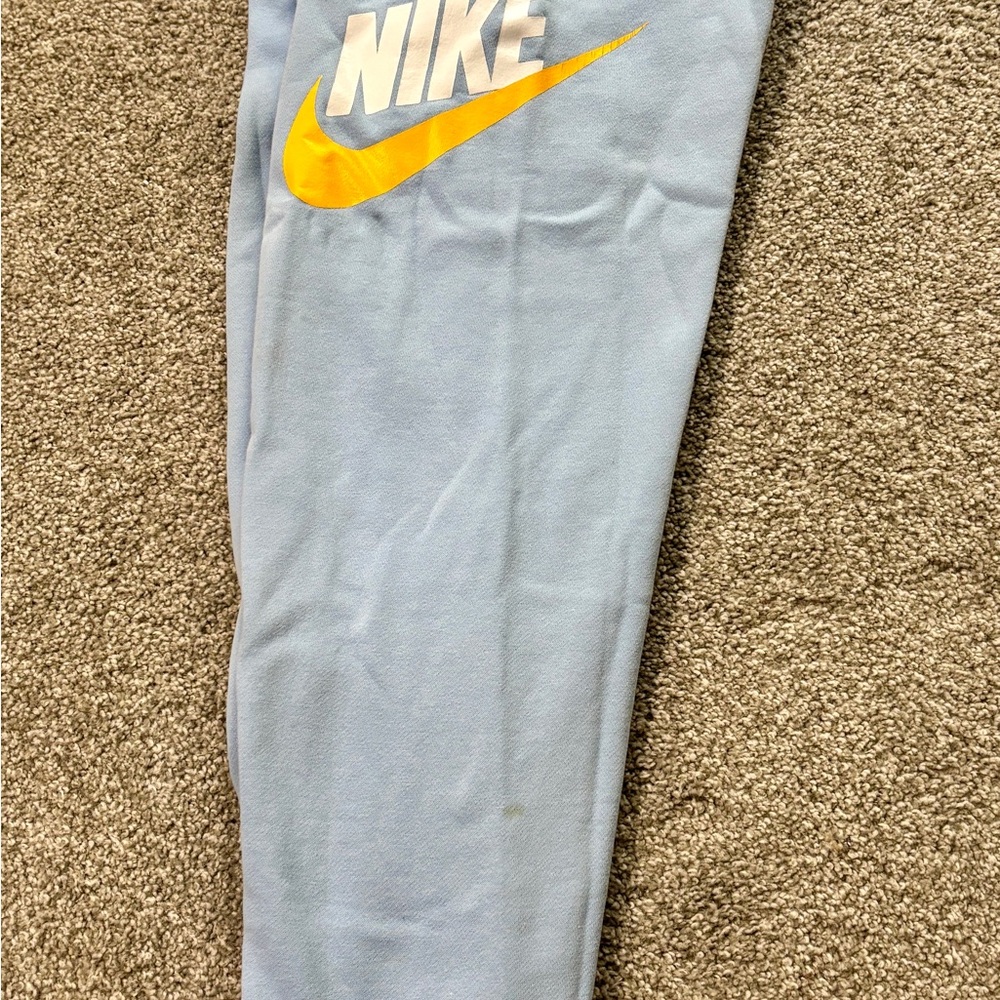 Nike Kids Light Blue Joggers with Yellow Logo